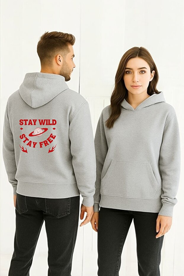 Stay Wild Stay Free Colorful Printed Hooded Sweatshirt