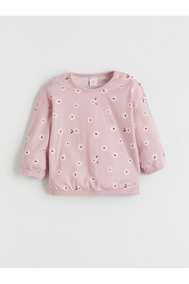 Pembe Bisiklet Yaka Çiçekli Kız Bebek Pijama Takımı - 2