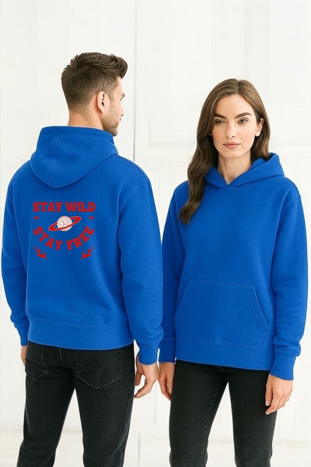 Stay Wild Stay Free Colorful Printed Hooded Sweatshirt