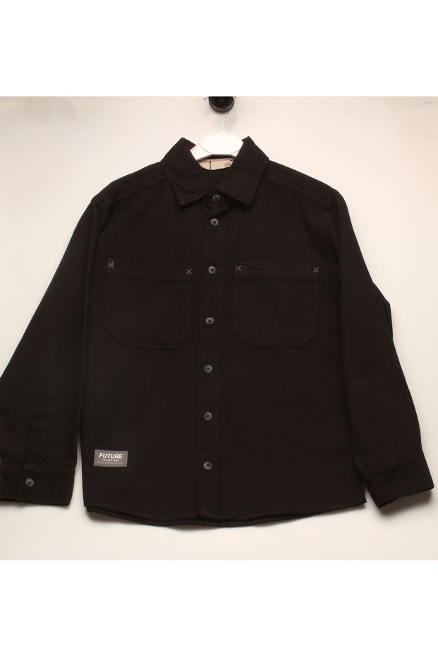 Black Shirt with Sewing Detail