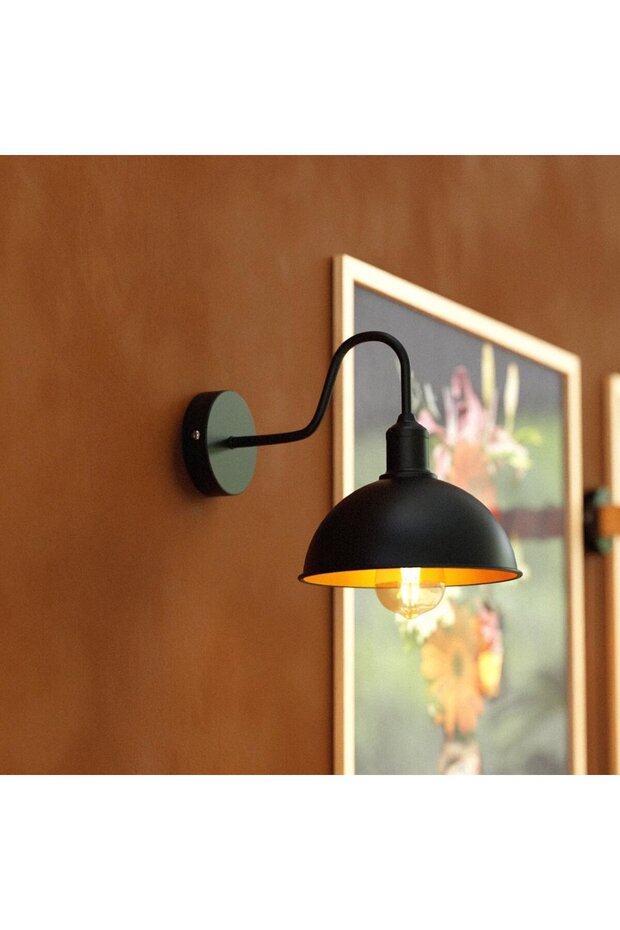 Vintage, Rustic, Retro Black Metal Wall Sconce for Hotel, Cafe, Rooms Hat Diameter: 23cm