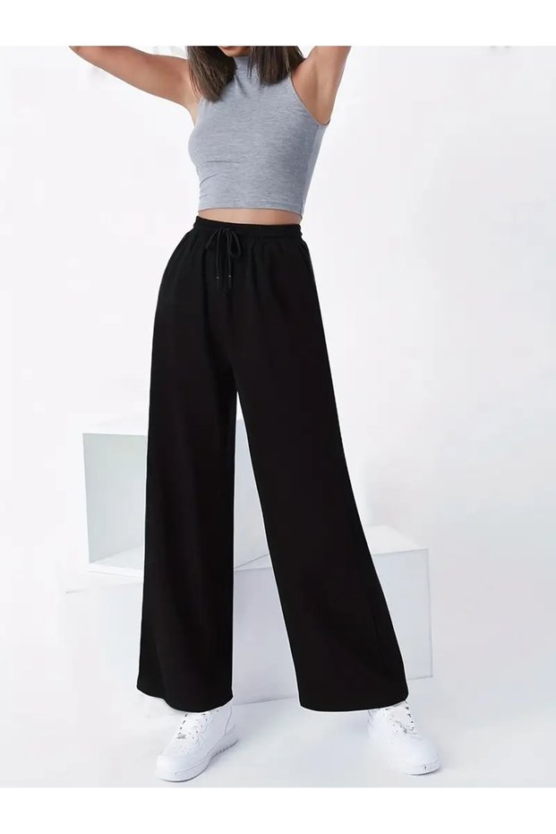 Women's Black Oversized Plus Size Sportswear High Quality Loose Fit Stretchy Comfortable Fabric Sweatpants