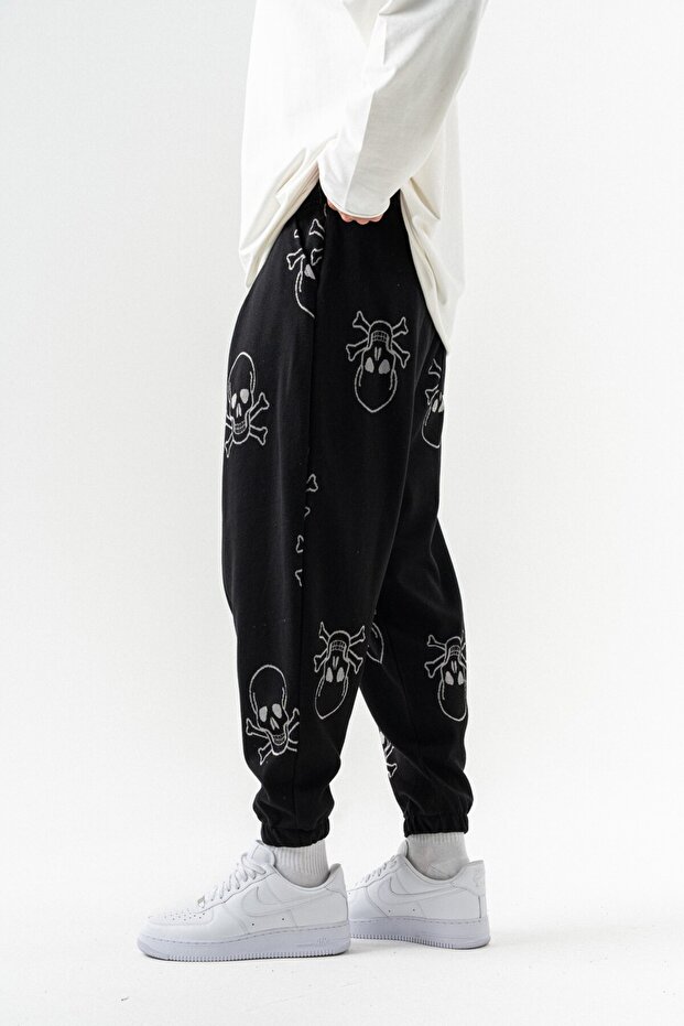 Kento Bel ve Paça Lastikli Pileli Şalvar - 3