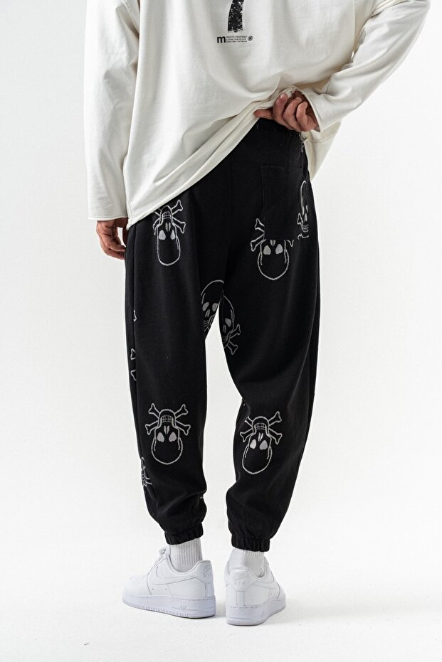 Kento Bel ve Paça Lastikli Pileli Şalvar - 5