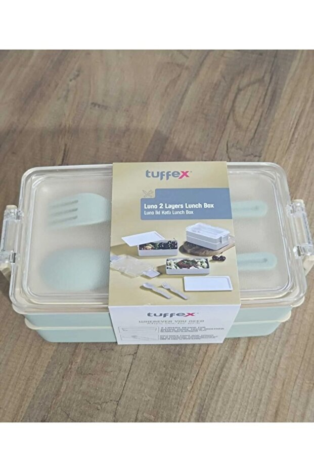 Luno Quality 2-Tier Lunch Box & Lunch Box Food Carrier with Fork and Spoon 600ml