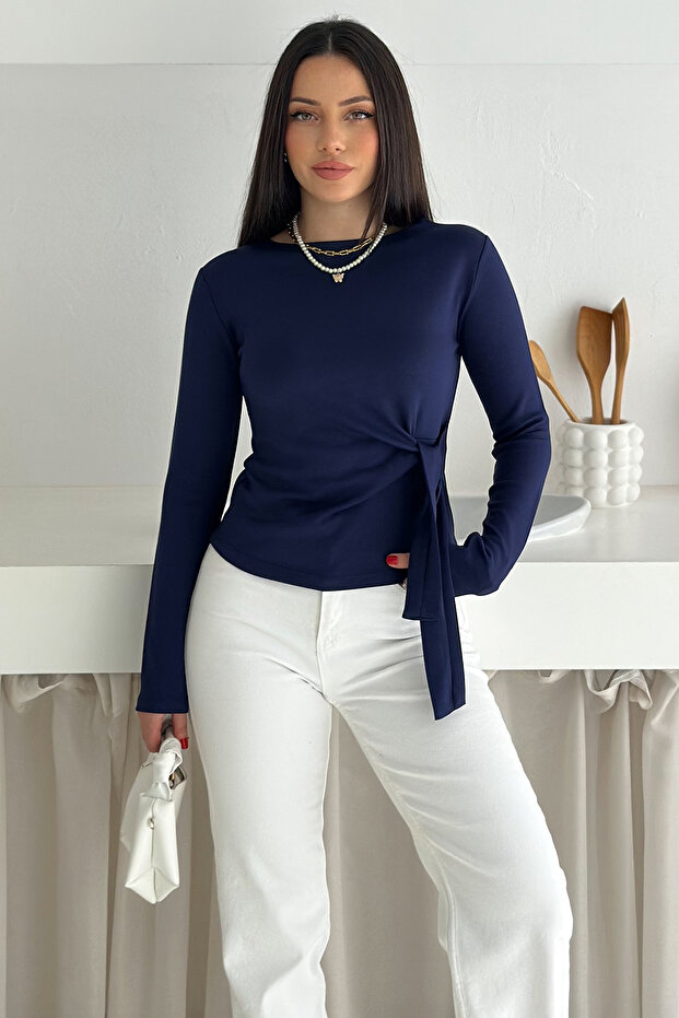 Women's Tie-Waist Long Sleeve Blouse – Minimal & Urban Style