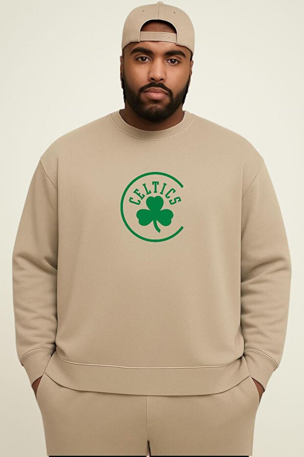 3 Yarn Combed Cotton Celtics Printed Large Size Unisex Sweatshirt