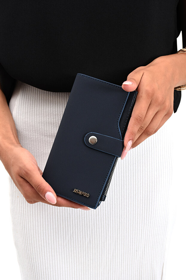 Original Just Polo Coin Zipper Vertical Multi-Compartment Women's Wallet Handheld Portfolio 19*10 cm