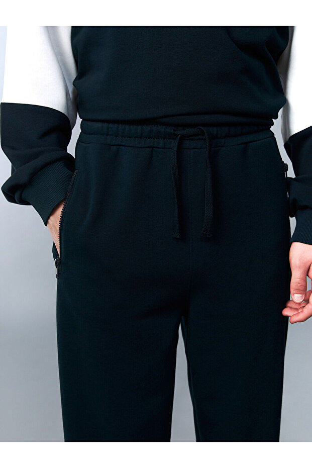 Lacivert Beli Lastikli Genç Erkek Jogger Eşofman Altı - 3