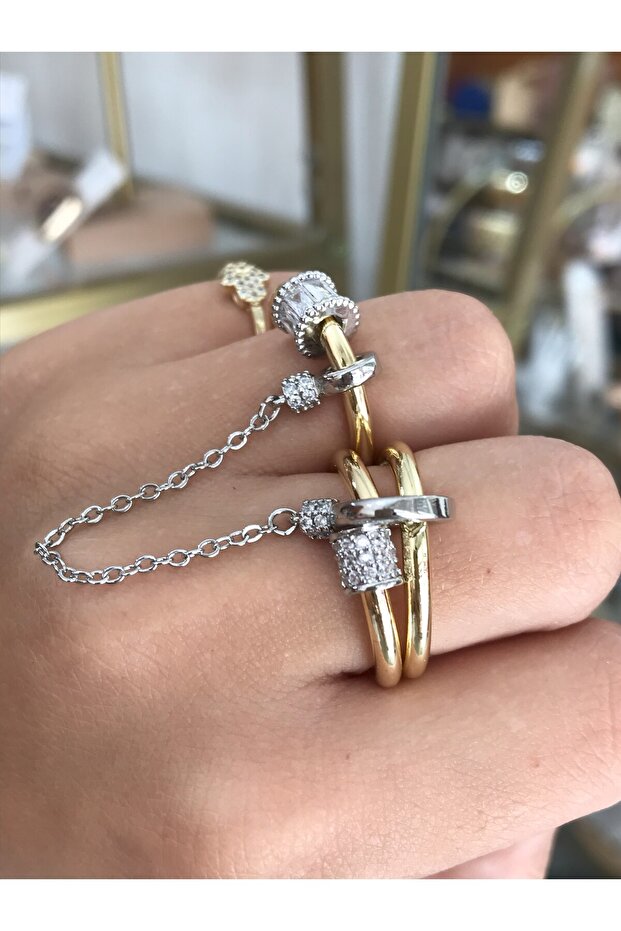 خاتم متعدد الحلقات بتصميم سلسلة - 1