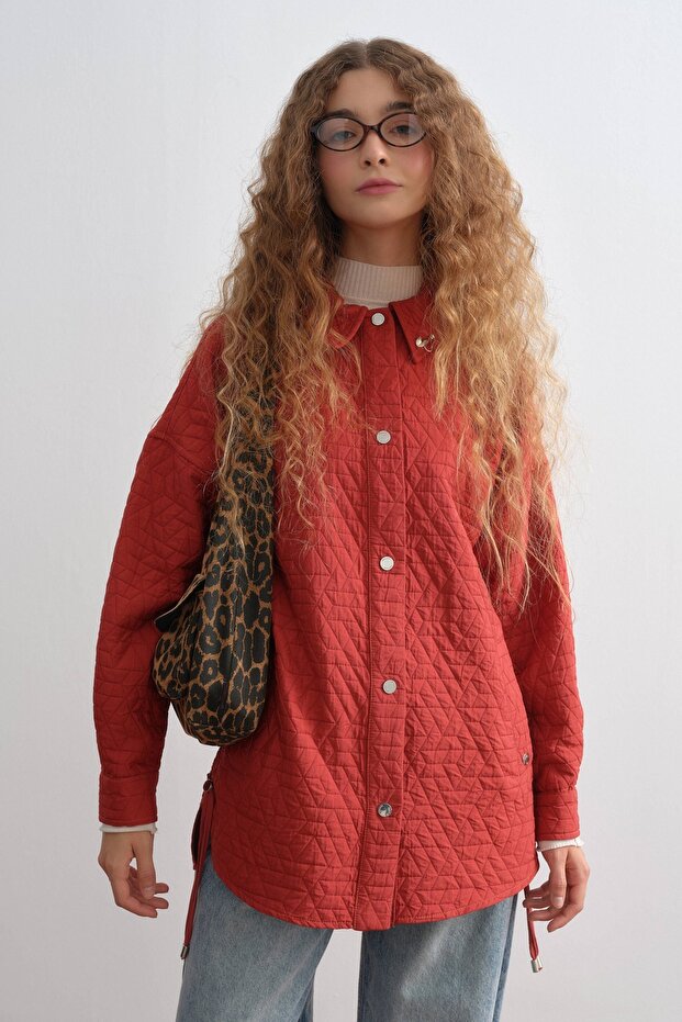 İnce Kapitone Ceket Kiremit - 2