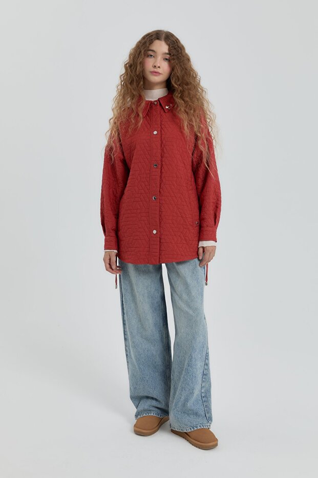 İnce Kapitone Ceket Kiremit - 3