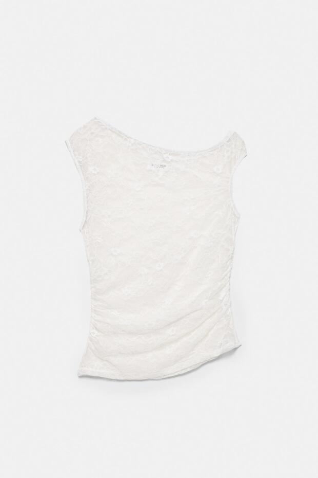 Asimetrik dantel bluz - 6