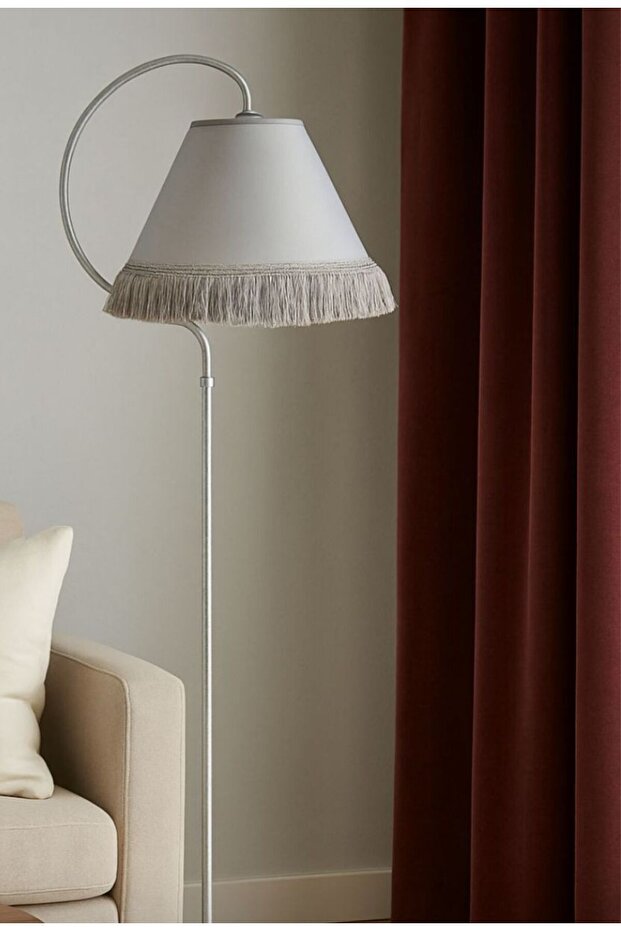 Lambader + Tekli Sarkıt -- Çise Set Siyah Gümüş Patine Abajur GRİ Şapka Bohem Tarzın Modern Hali - 3