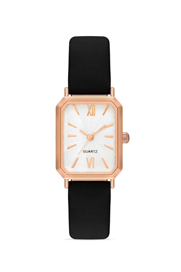 Women's Leather Minimal Black Wrist Watch Tctsr005701S0339