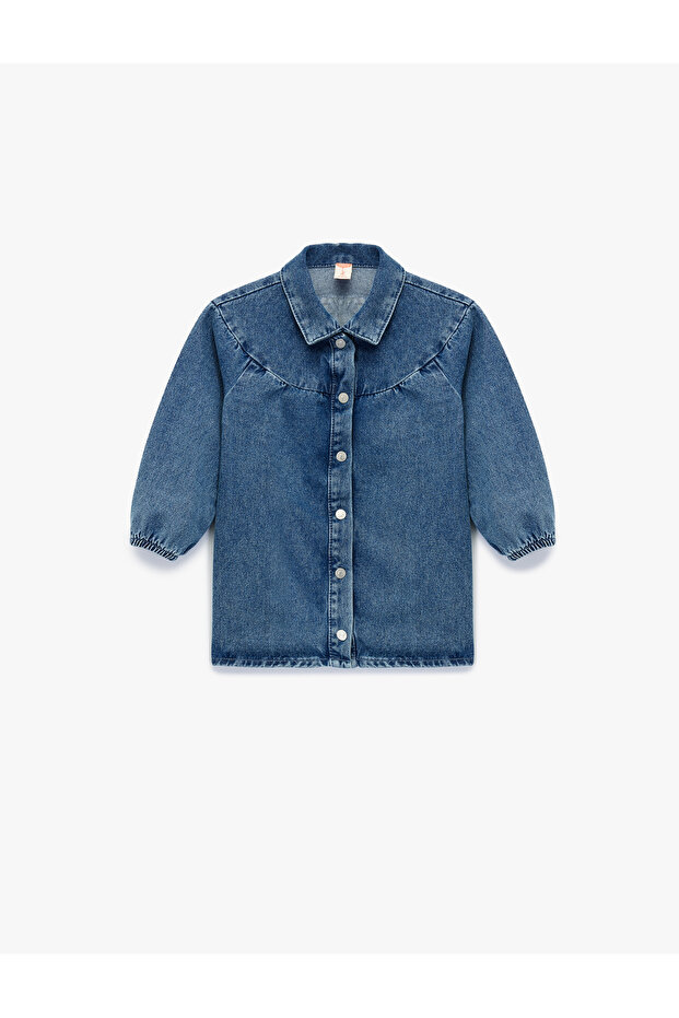 Cotton Long Sleeve Shirt Collar Denim Dress