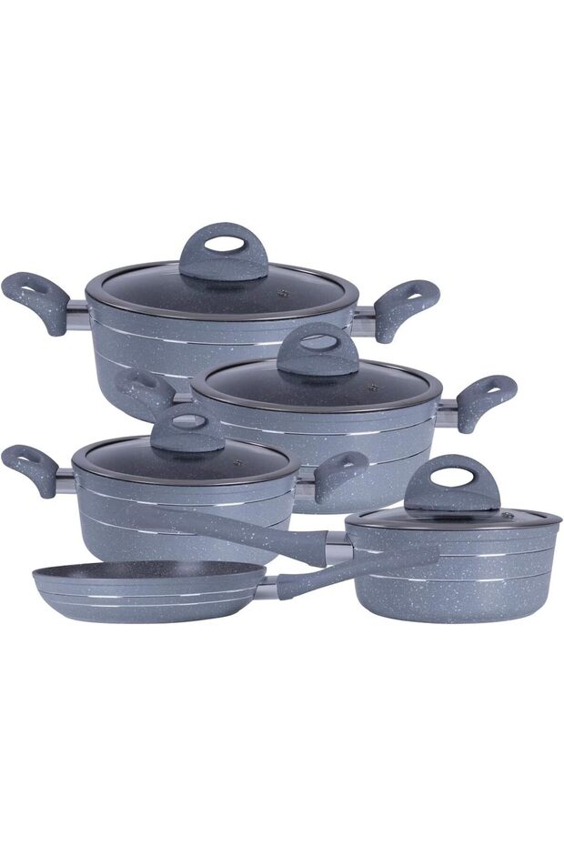 Smart Forged Aluminium Cookware Set, Grey, RF9555, 9 Pieces