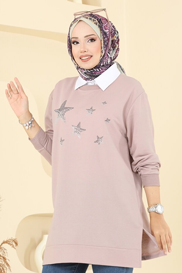 Taş Detaylı İki İp Tunik 102OZN1046-MS Vizyon - 4