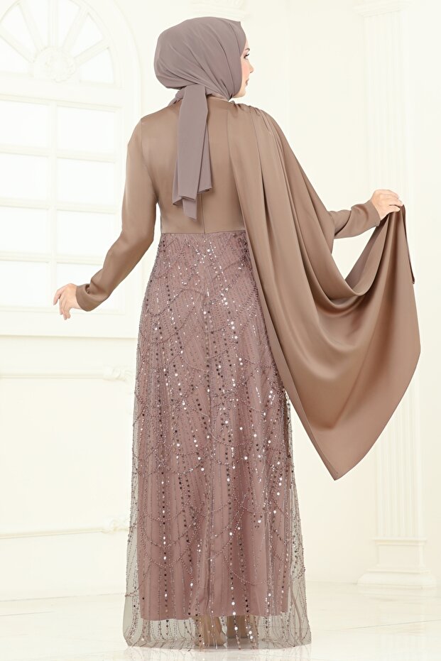 Önü Drape Detaylı Abiye 5700EDF311-MS Vizyon - 6