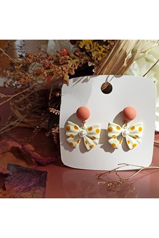 Vintage Style Pearl Detailed Ribbon Model Earrings