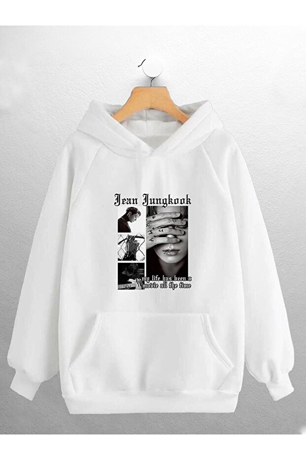 3 Thread Unisex Jean Jungkook Bts Printed Hooded Sweatshirt
