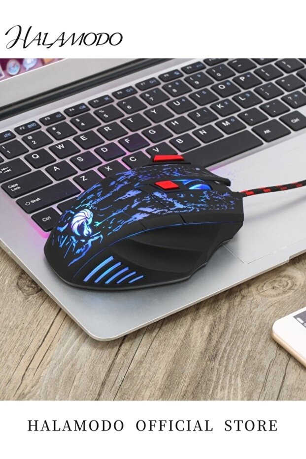 مجموعة لوحة مفاتيح كمبيوتر مع ماوس كمبيوتر سلكي USB ولوحة مفاتيح ميكانيكية للألعاب بإضاءة خلفية LED رائعة - 5