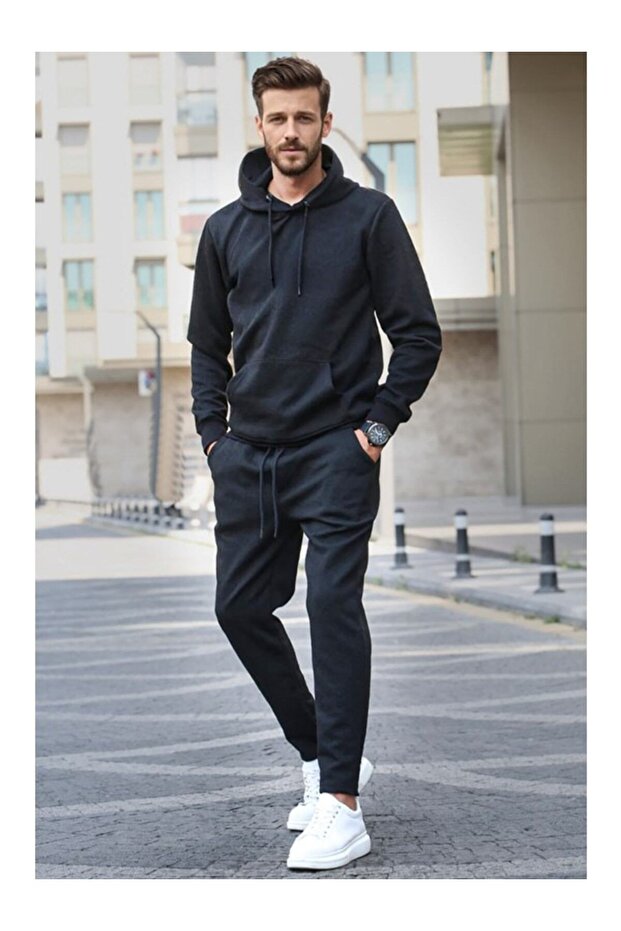 Men's Plain Hoodie and Tracksuit Combination