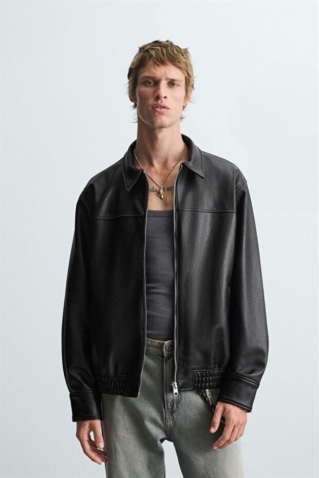 Oversize Unisex Fur Lined Leather Jacket