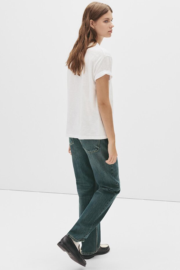 Düz kesim orta bel jean - 3