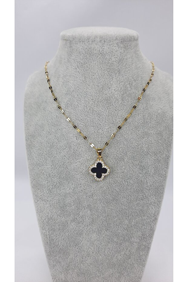 Kadın Çelik Çift Taraflı Gold Kolye - 1