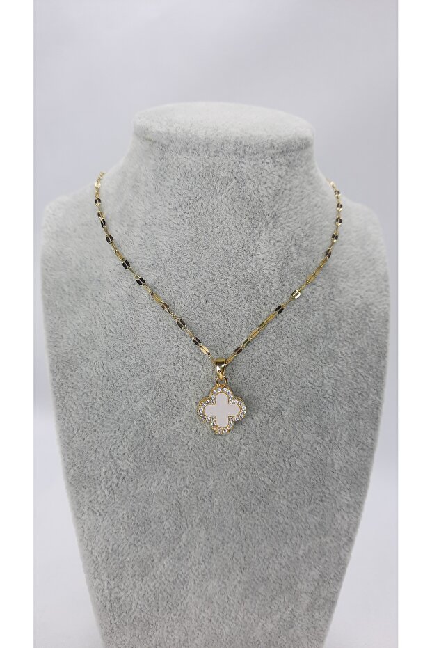 Kadın Çelik Çift Taraflı Gold Kolye - 3