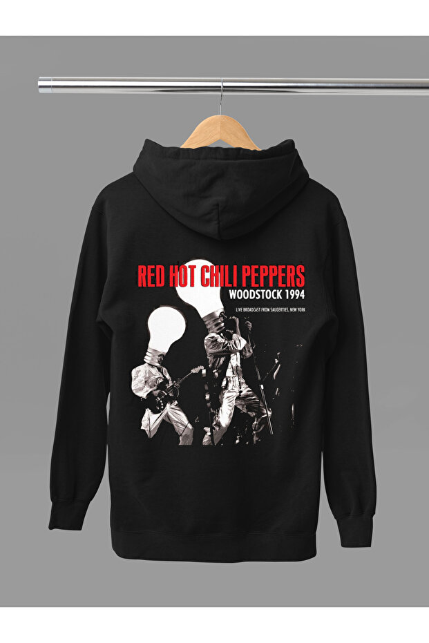 Red Hot Chili Pepper Printed Cotton Long Sleeve Ribbed 3 Thread Hooded Rock Sweatshirt