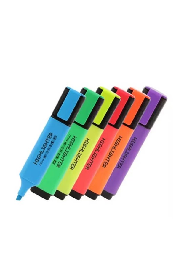 Assorted 6 Vibrant Color Highlighter Marker Set