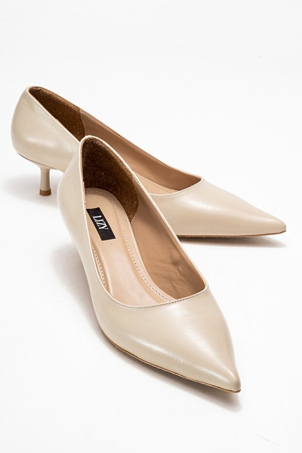 Beige Short Heeled Women's Stiletto