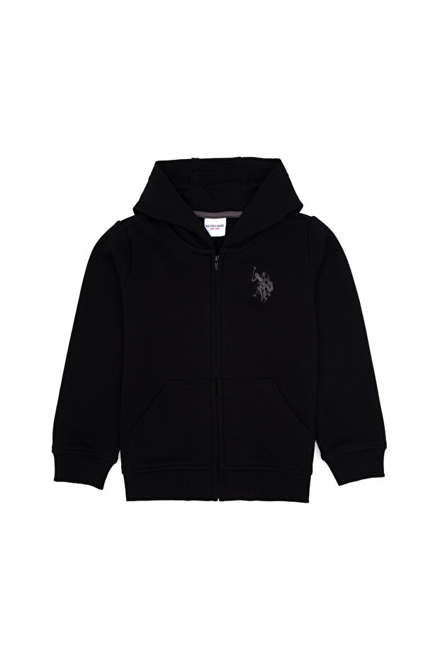 Boy's Black Basic Hooded Sweatshirt 50308439-Vr046