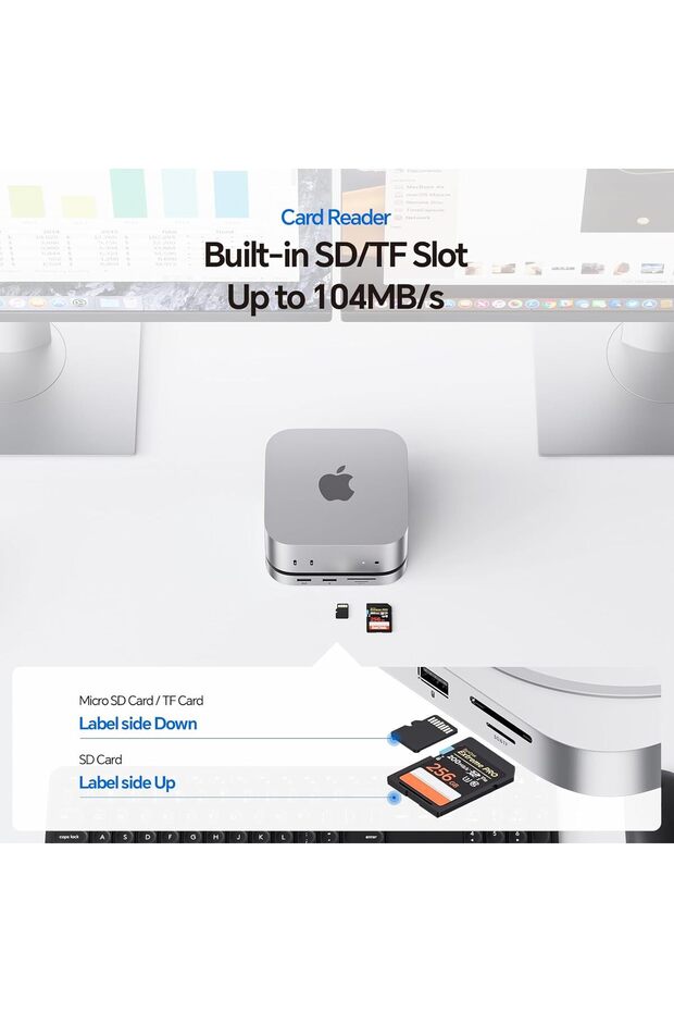 قاعدة تثبيت PULWTOP لجهاز Mac mini M4 مع حاوية SSD M.2 سعة 4 تيرابايت (SSD غير متضمن)، Mac mini M4/ M4 Pro Hub Stan - 5