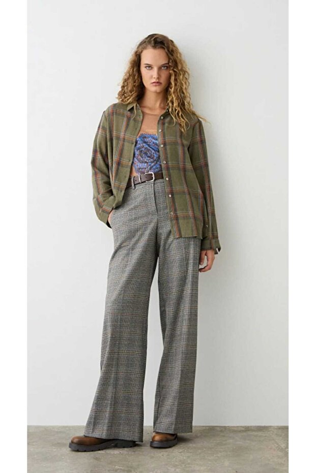 Baskılı kareli gömlek - 2