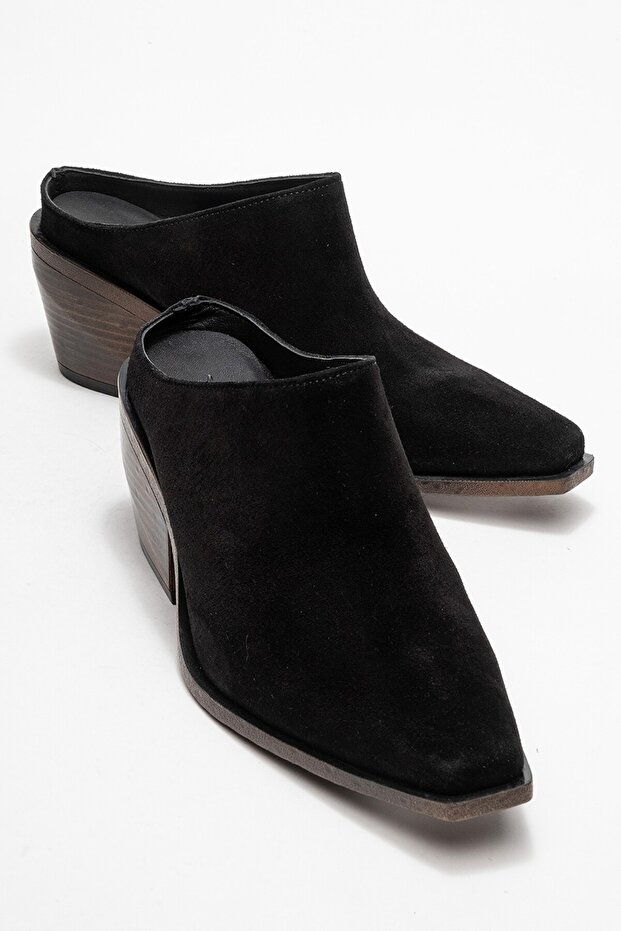 Devina women's genuine leather western slippers black suede