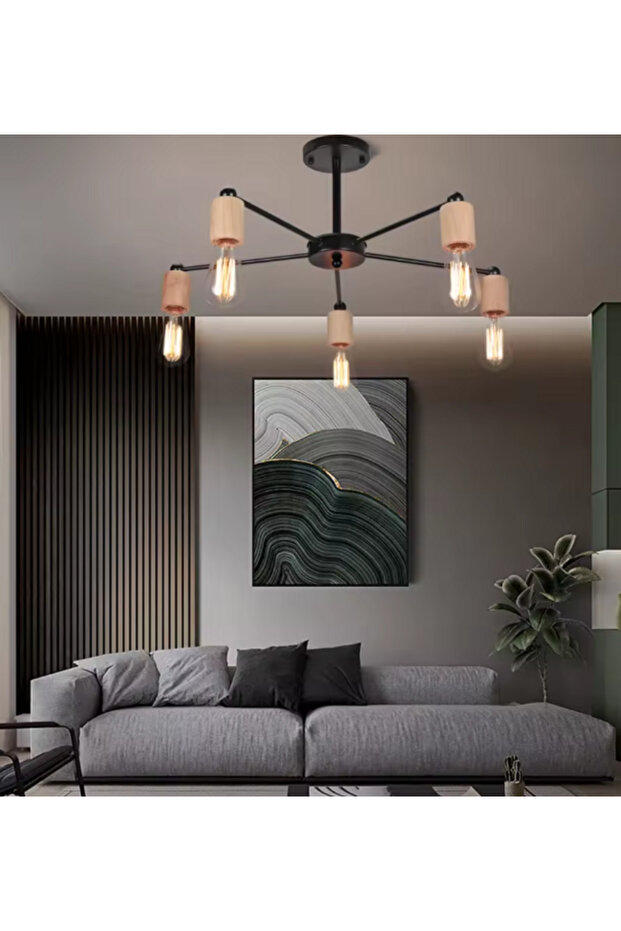 Spor Modern Ahşap Avize - 2