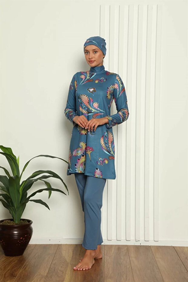 ملابس السباحة الرقمية المزخرفة بالحجاب الكامل 31043 - 2