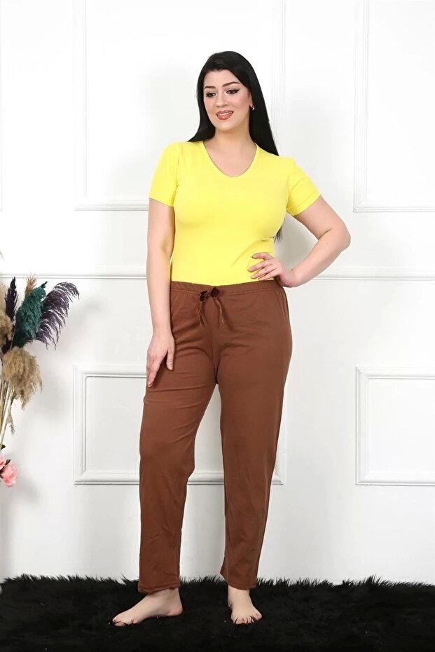 ملابس نوم نسائية من القطن مقاس كبير من Under Moda باللون البني