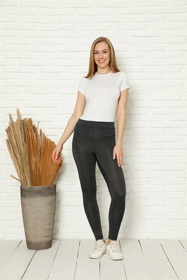 Combed Cotton Lycra Tights Anthracite - 2