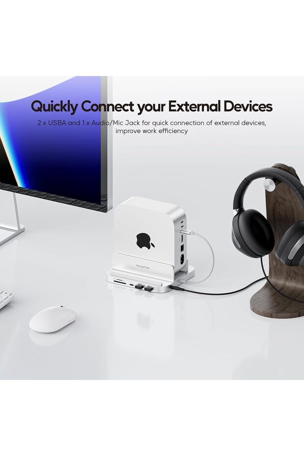 Mac mini M4 Dock with 4TB M.2 SSD Enclosure, 8-in-1 Aluminum Vertical USB-C Hub - 6
