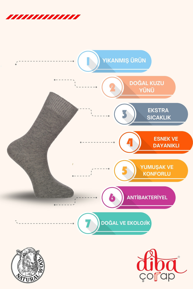Kadın Yün Çorap 6lı - 2