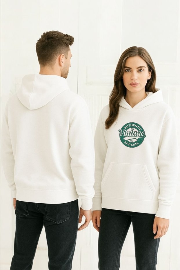 Vintage Colorful Printed Hooded Sweatshirt