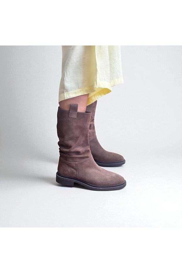 Brown Suede Genuine Leather Bellows Comfortable Women's Daily Boots
