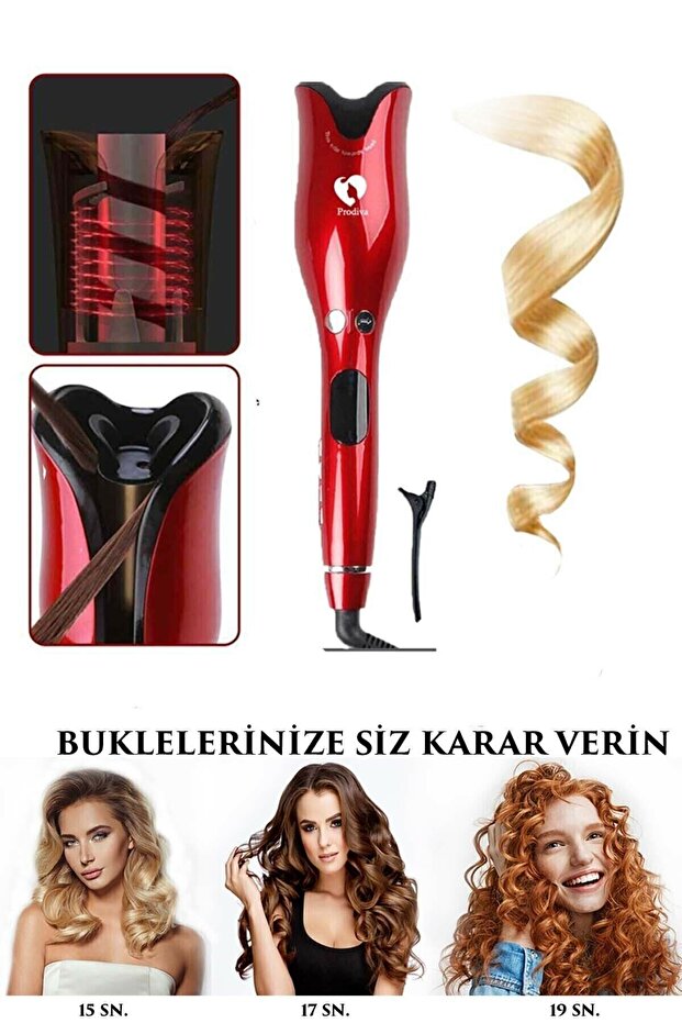 Red Rose Rotating Head Hair Curling Iron Fm