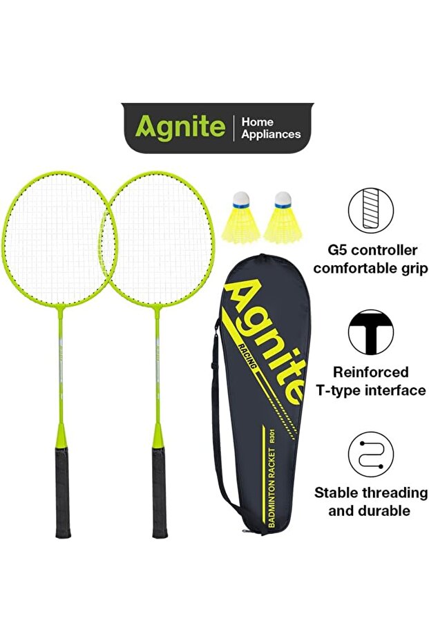 Agnite Iron Split Badminton Racket Pair - T-Shaped Connector, G5 Anti-Slip Handle, Ultra-Lightweight - 2