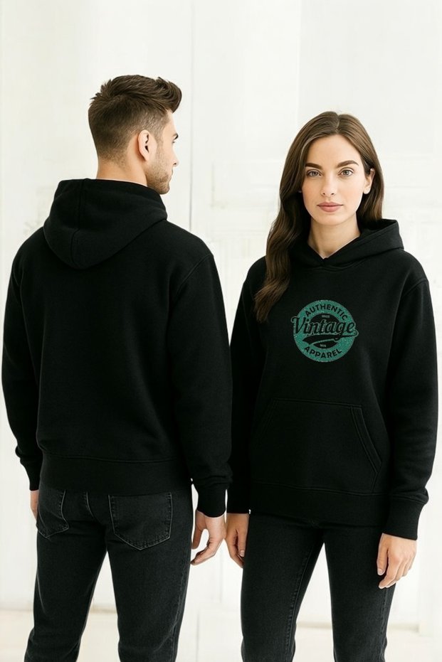 Vintage Colorful Printed Hooded Sweatshirt