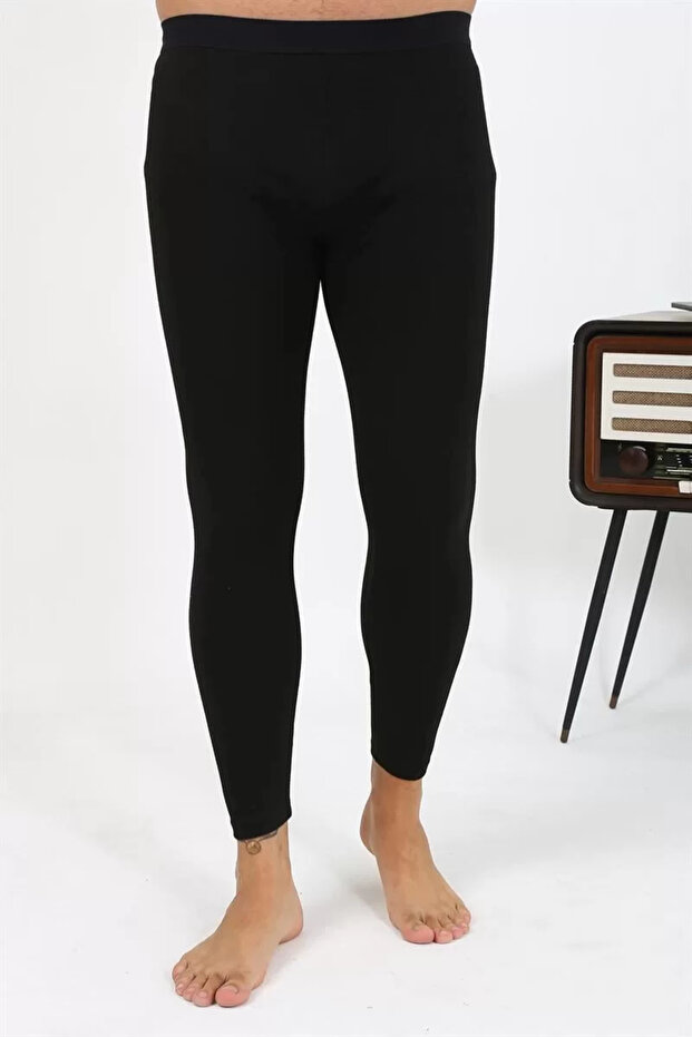 Under Moda Men's Thermal Leggings Winter Single Bottom Underwear Black